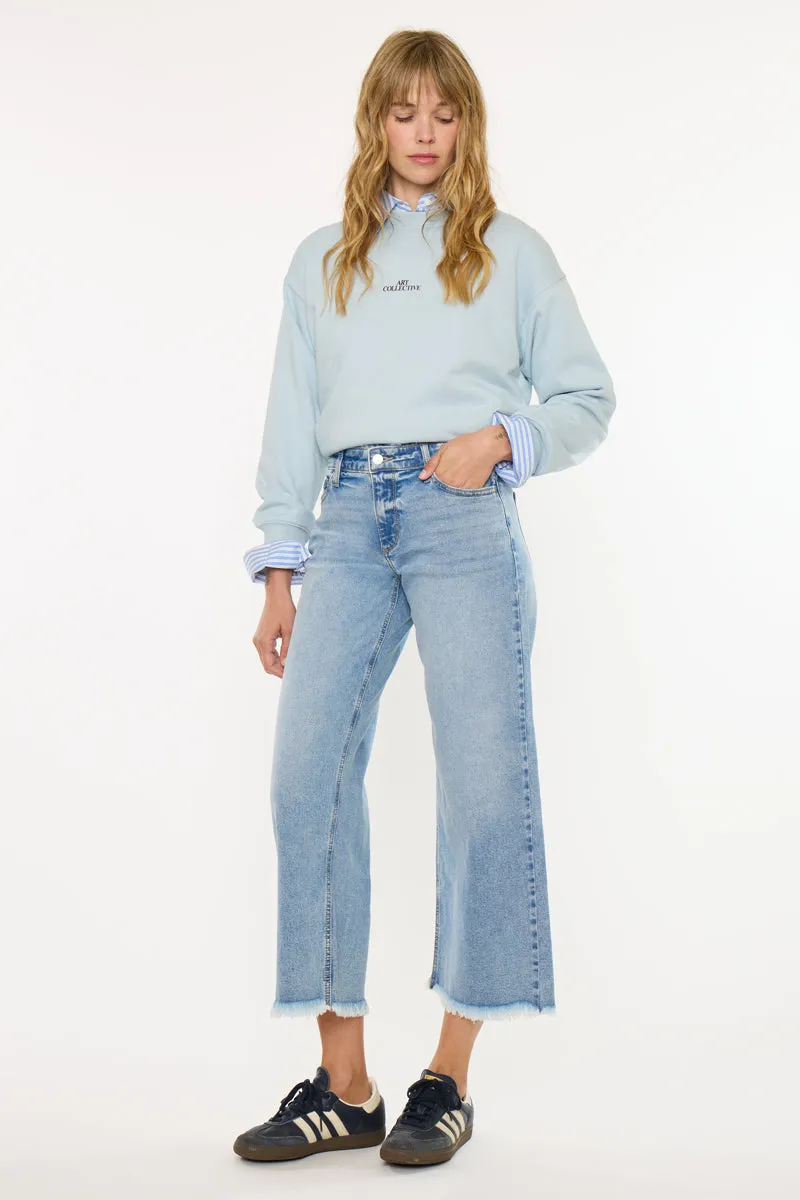 Mal Essentials Mid Rise Crop Wide Jeans – Comfort Stretch Denim sold by Kan Can product image thumbnail 4