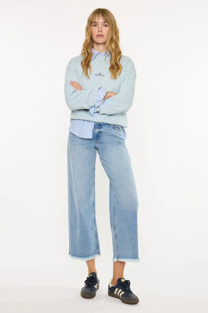 Mal Essentials Mid Rise Crop Wide Jeans – Comfort Stretch Denim sold by Kan Can product image thumbnail 3