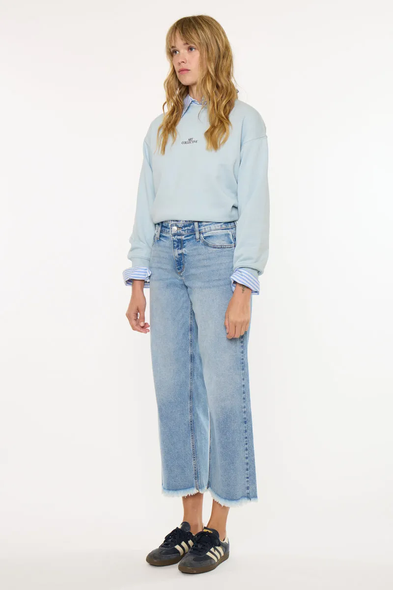 Mal Essentials Mid Rise Crop Wide Jeans – Comfort Stretch Denim sold by Kan Can product image thumbnail 5