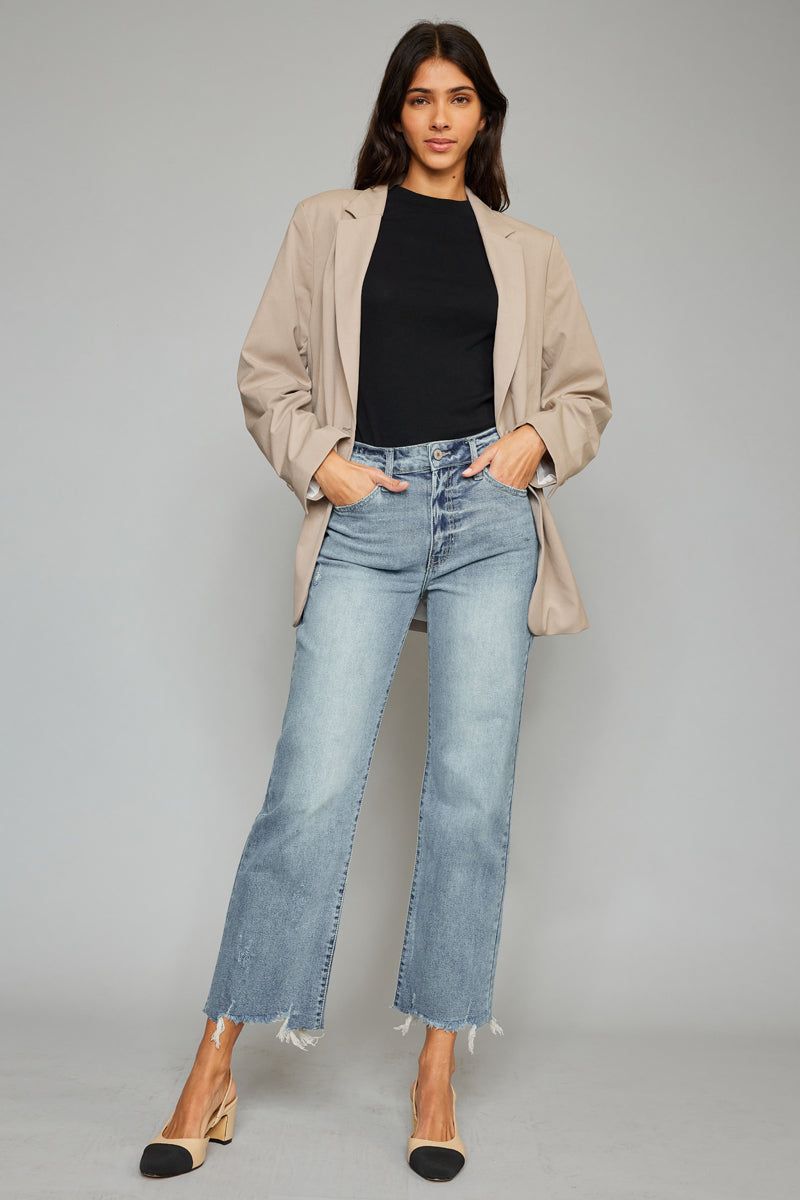 Violet High Rise Slim Wide Leg Jeans sold by Kan Can