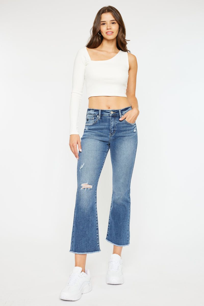 Honey High Rise Cropped Bootcut Jeans sold by Kan Can