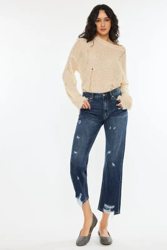 Trevie Ultra High Rise Straight Leg Jeans sold by Kan Can