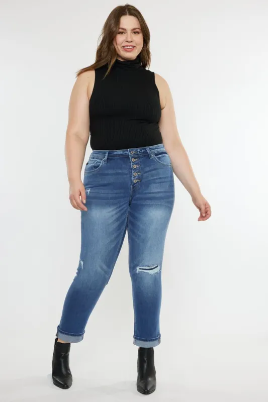 Klover  Mid Rise Slim Straight Leg Jeans (Plus Size) sold by Kan Can