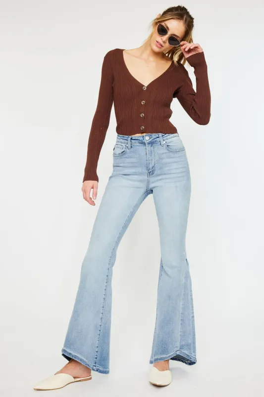 Thandie High Rise Flare Jeans made by Kan Can