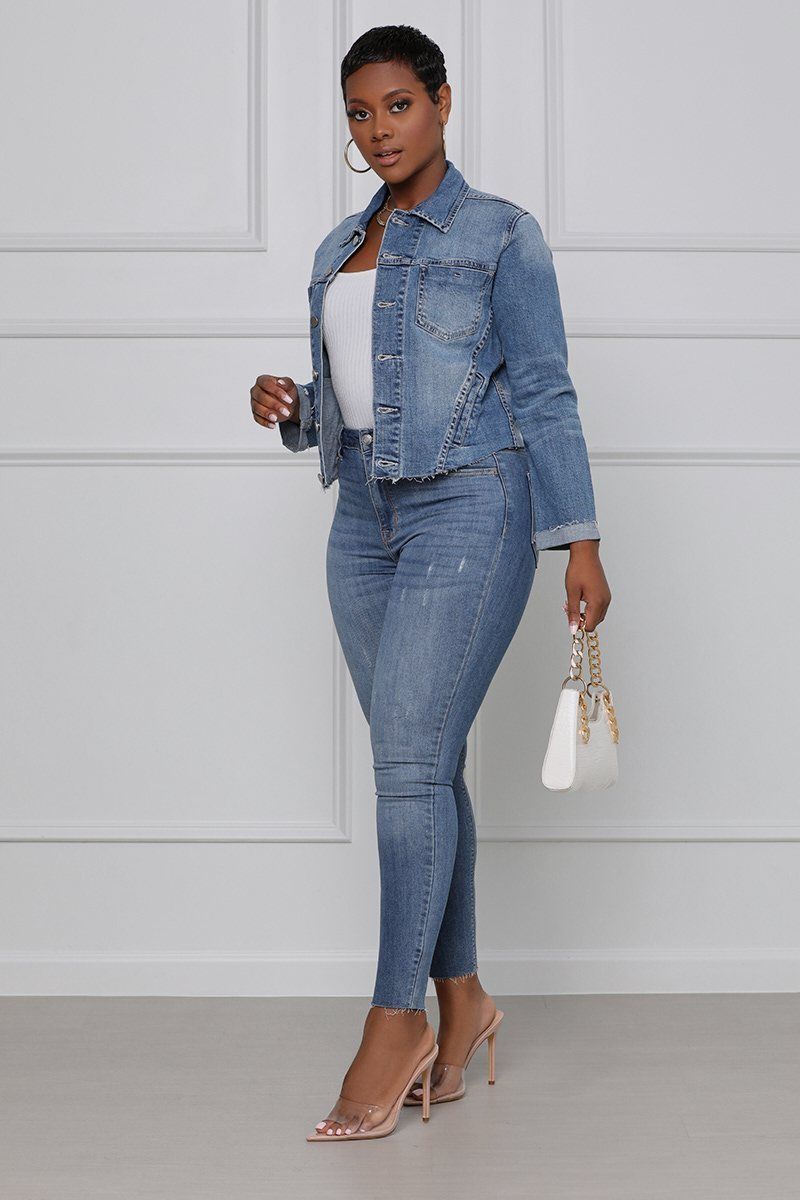 Stretch Denim Jacket Women Slim Short Jacket sold by Kan Can product image thumbnail 4