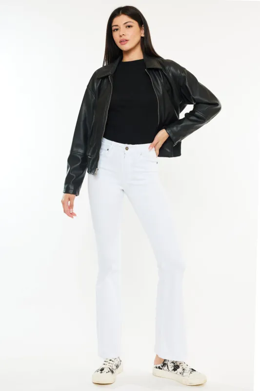 Palladia Mid Rise Flare Jeans (Petite) made by Kan Can