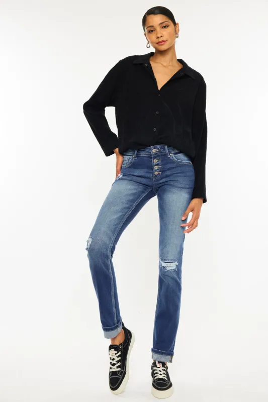 Eternity Mid Rise Slim Straight Leg Jeans made by Kan Can