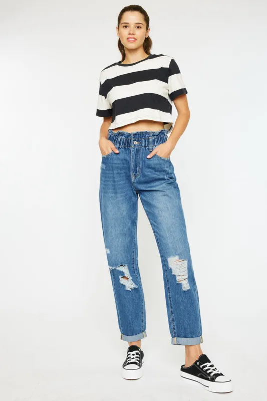Olivia Ultra High Rise Paperbag Boyfriend Jeans sold by Kan Can