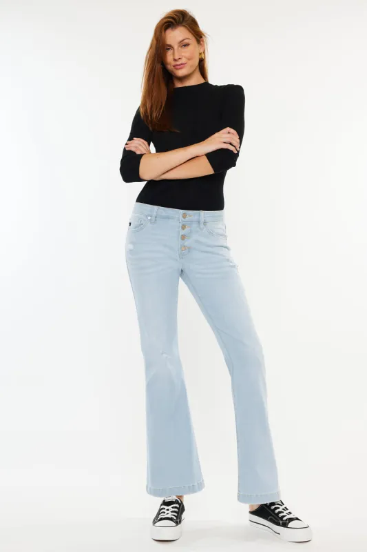 Saylor Mid Rise Flare Jeans (Petite) sold by Kan Can
