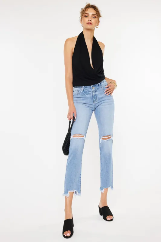 Clover High Rise Slim Straight Fit Leg Jeans sold by Kan Can