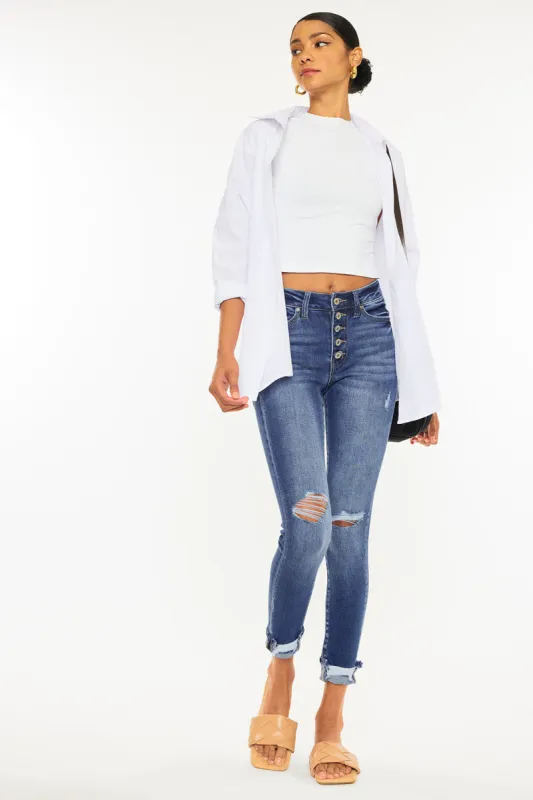 Norah High Rise Ankle Skinny Jeans sold by Kan Can