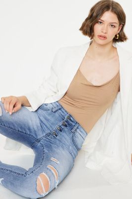 Heather High Rise Ankle Skinny Jeans sold by Kan Can