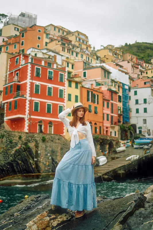 Thalia Maxi Denim Skirt sold by Kan Can