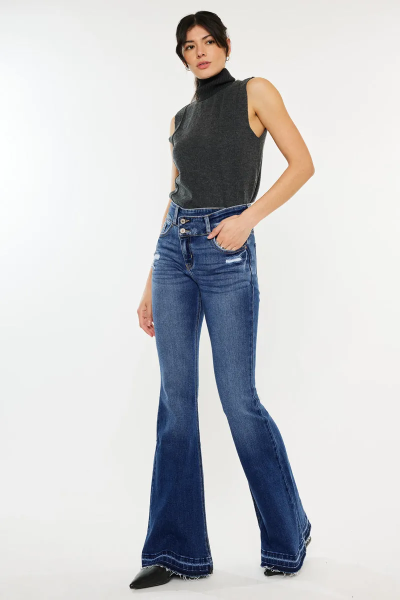 Amaya High Rise Crossover Flare Jeans sold by Kan Can product image thumbnail 5