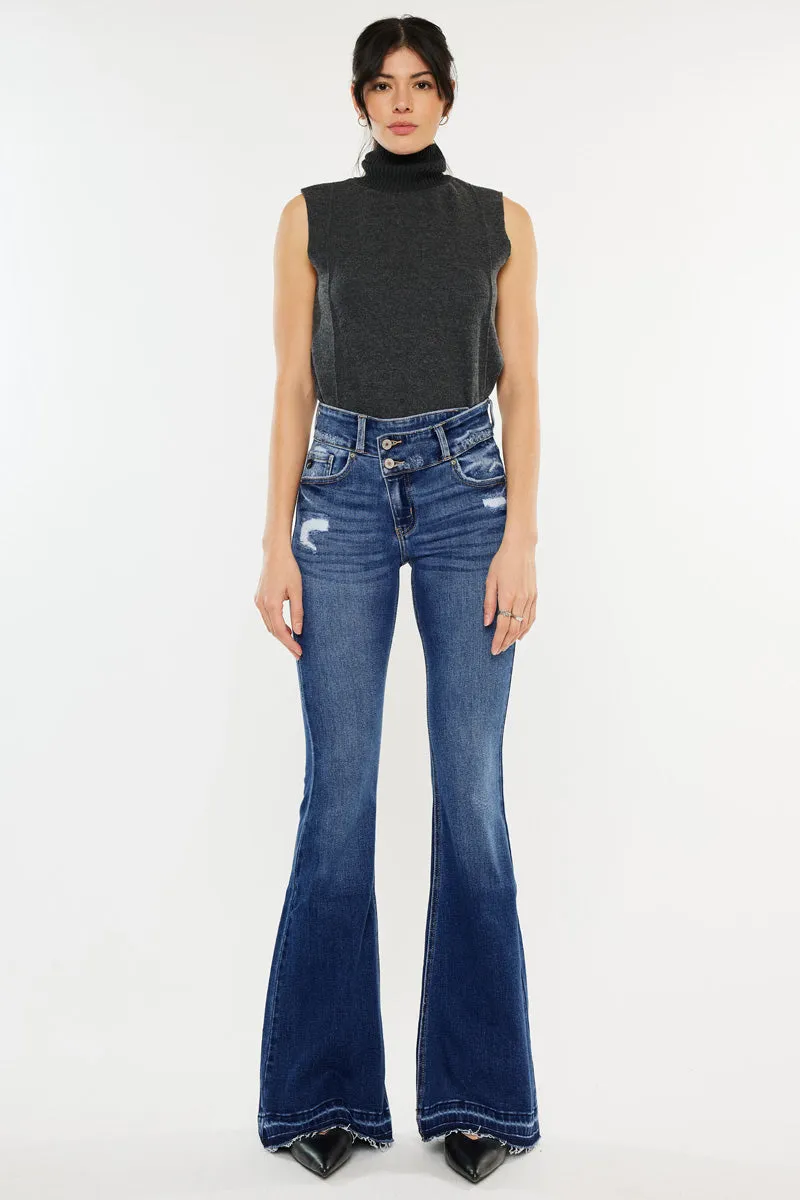 Amaya High Rise Crossover Flare Jeans sold by Kan Can product image thumbnail 4