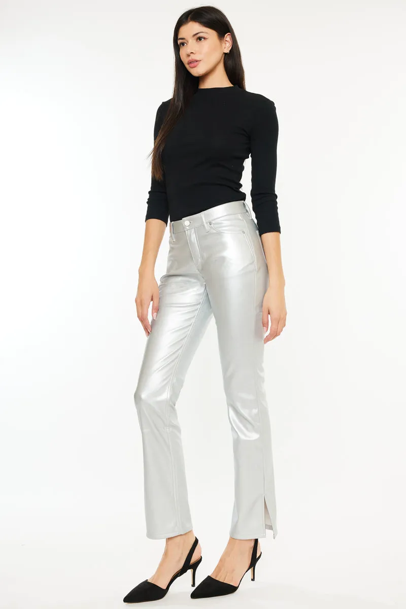 Mercury Mid Rise Y2K Faux Leather Bootcut Jeans (Petite) sold by Kan Can product image thumbnail 4