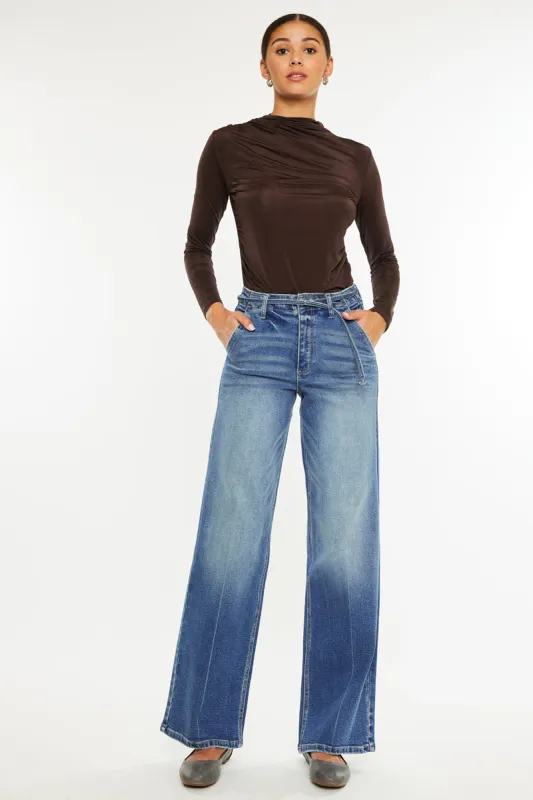 Leah Ultra High Rise Wide Leg Jeans sold by Kan Can