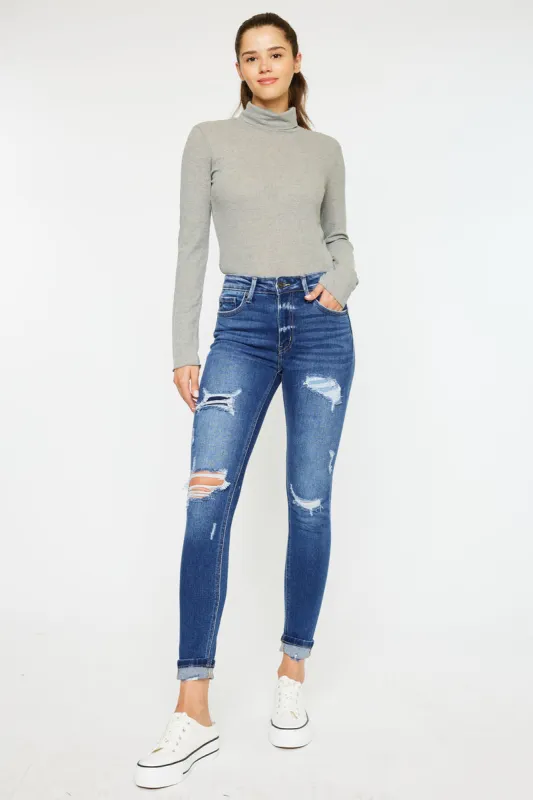 Charlie High Rise Ankle Skinny Jeans sold by Kan Can