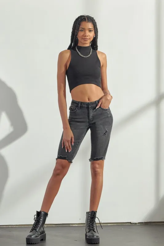 Estelle Mid Rise Bermuda Shorts sold by Kan Can