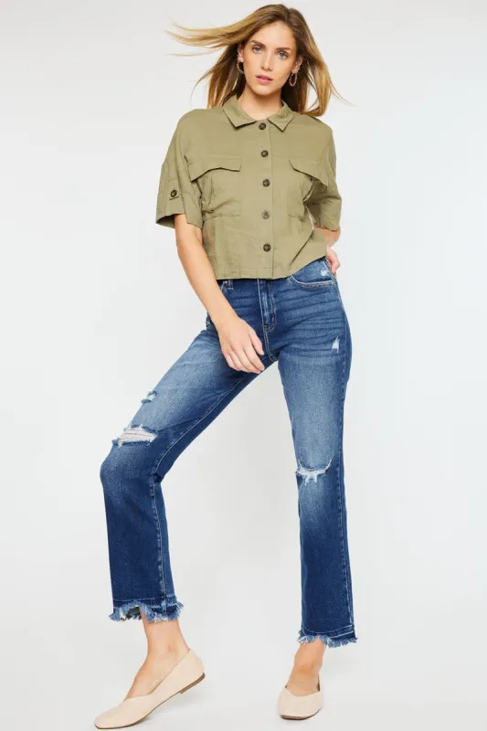 Peach High Rise Slim Straight sold by Kan Can