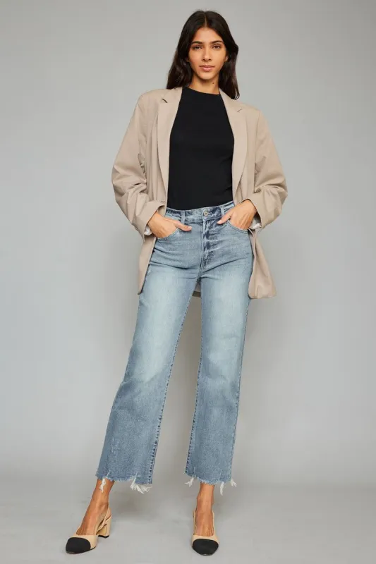 Violet High Rise Slim Wide Leg Jeans sold by Kan Can