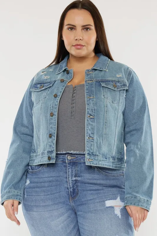 Aria Classic Trucker Denim Jacket (Plus Size) made by Kan Can