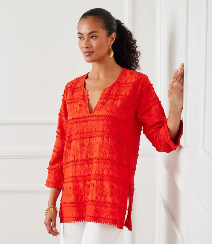 3/4 Sleeve Embroidered Tunic sold by Karen Kane