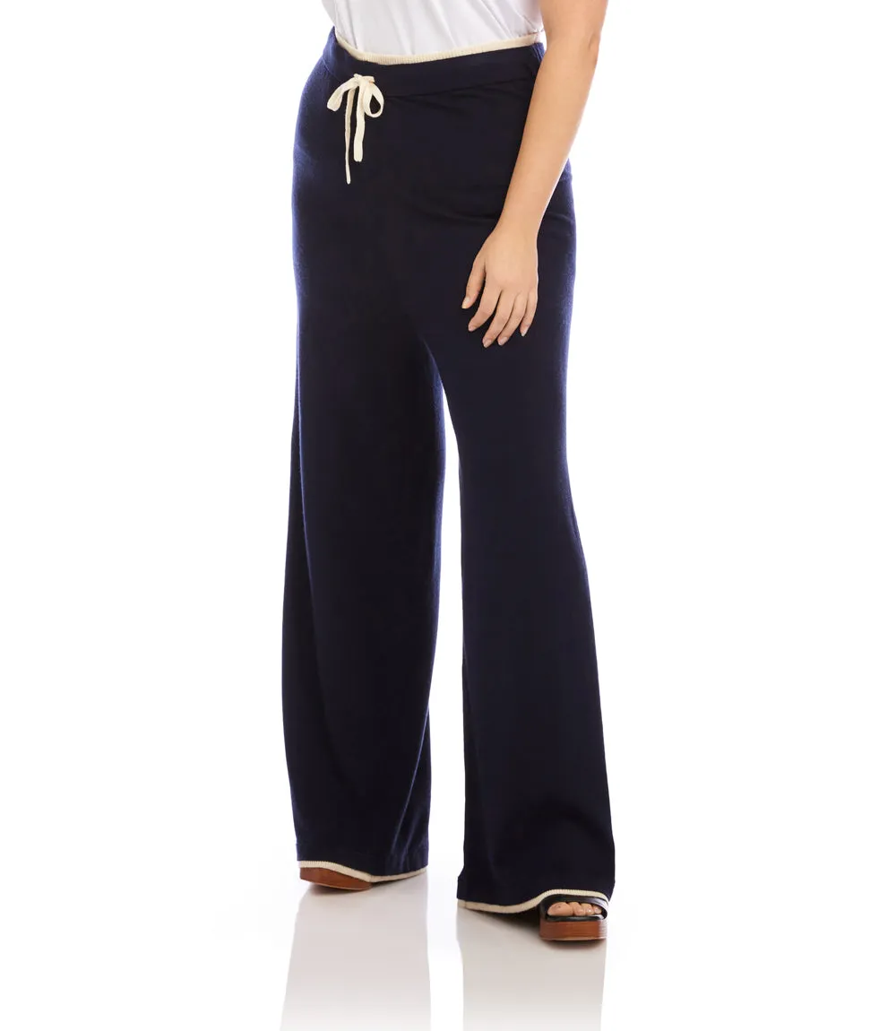 Plus Size Contrast Drawstring Wide-Leg Sweater Pants sold by Karen Kane product image thumbnail 2
