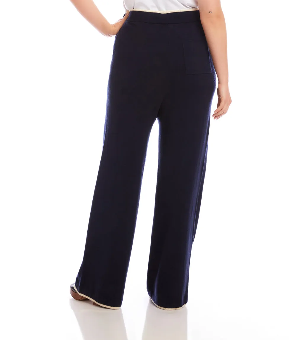 Plus Size Contrast Drawstring Wide-Leg Sweater Pants sold by Karen Kane product image thumbnail 3