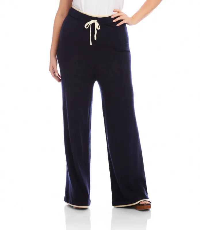 Plus Size Contrast Drawstring Wide-Leg Sweater Pants sold by Karen Kane