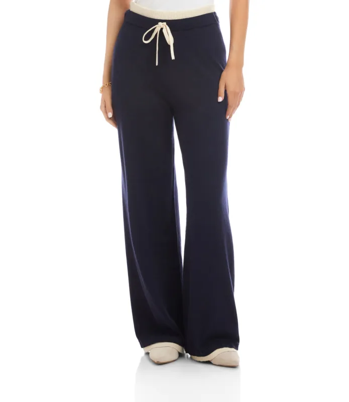 Contrast Drawstring Wide-Leg Sweater Pants sold by Karen Kane