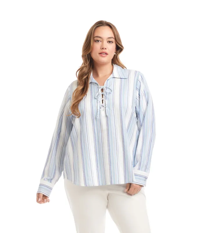 Plus Size Eyelet Lace Up Top sold by Karen Kane