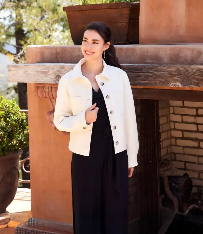 Faux Leather Cropped Jacket sold by Karen Kane