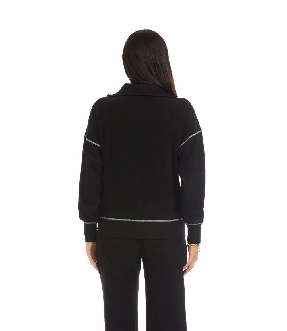 Half-Zip Contrast Stitch Pullover Top sold by Karen Kane product image thumbnail 3