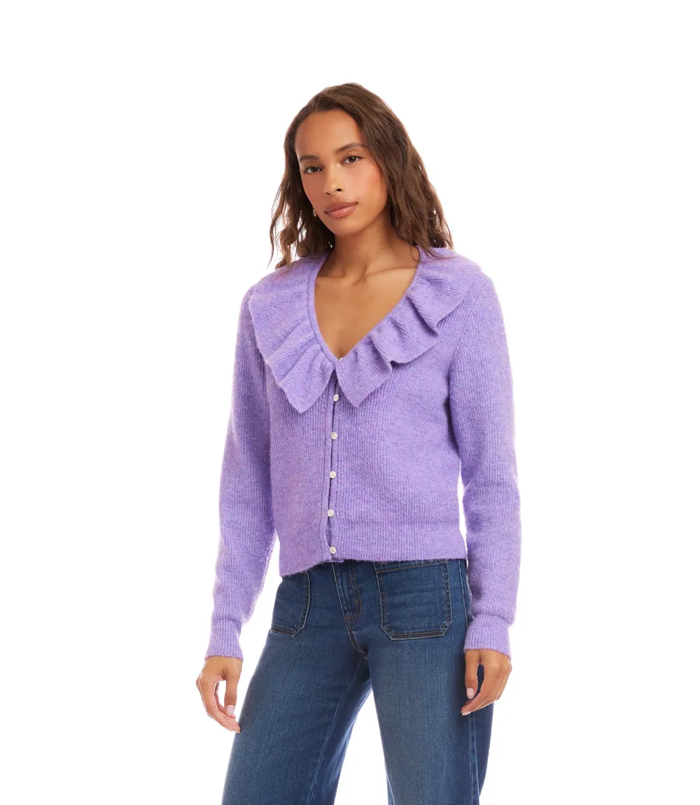 Ruffle Neckline Cardigan Sweater sold by Karen Kane product image thumbnail 3