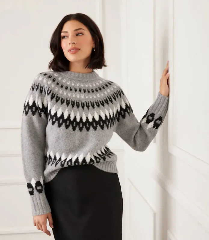 Jacquard Crewneck Sweater made by Karen Kane