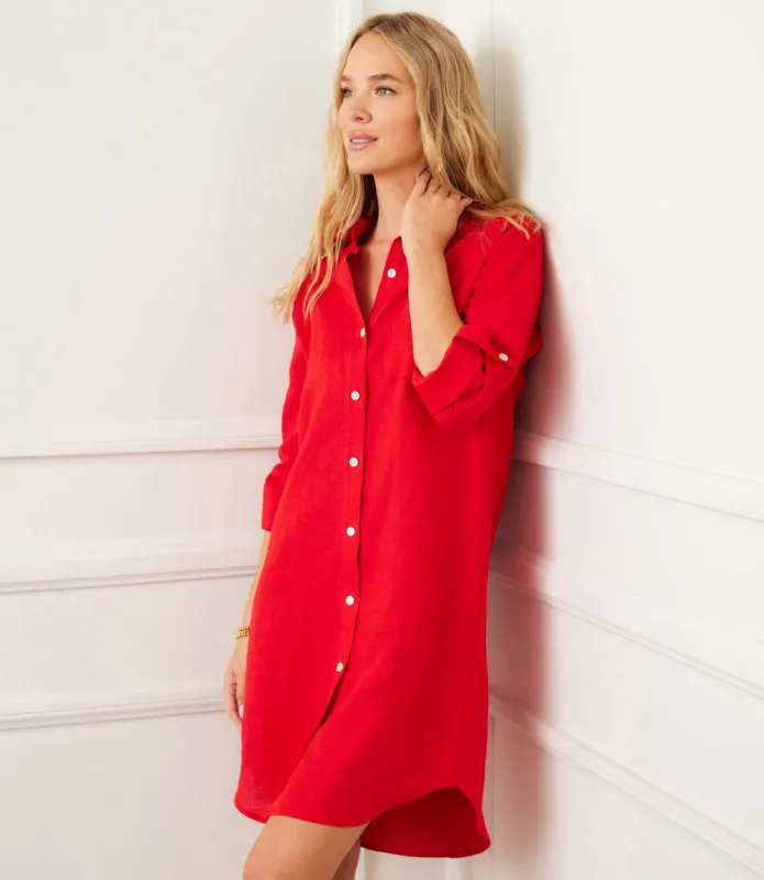 Roll Tab Linen Shirtdress made by Karen Kane
