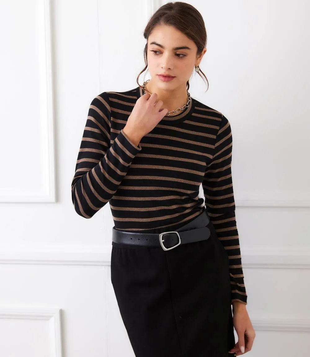 Stripe Long Sleeve Crewneck Top sold by Karen Kane product image thumbnail 5