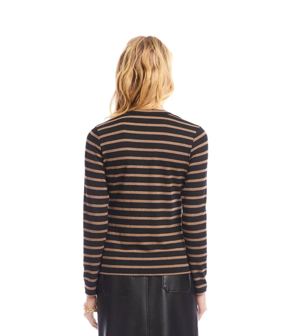 Stripe Long Sleeve Crewneck Top sold by Karen Kane product image thumbnail 4