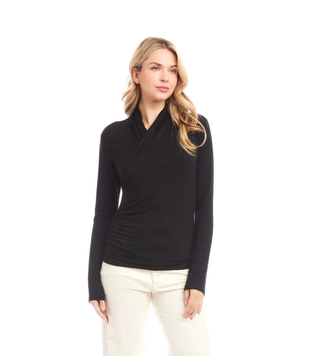 Long Sleeve Crossover Side-Shirred Top sold by Karen Kane product image thumbnail 3