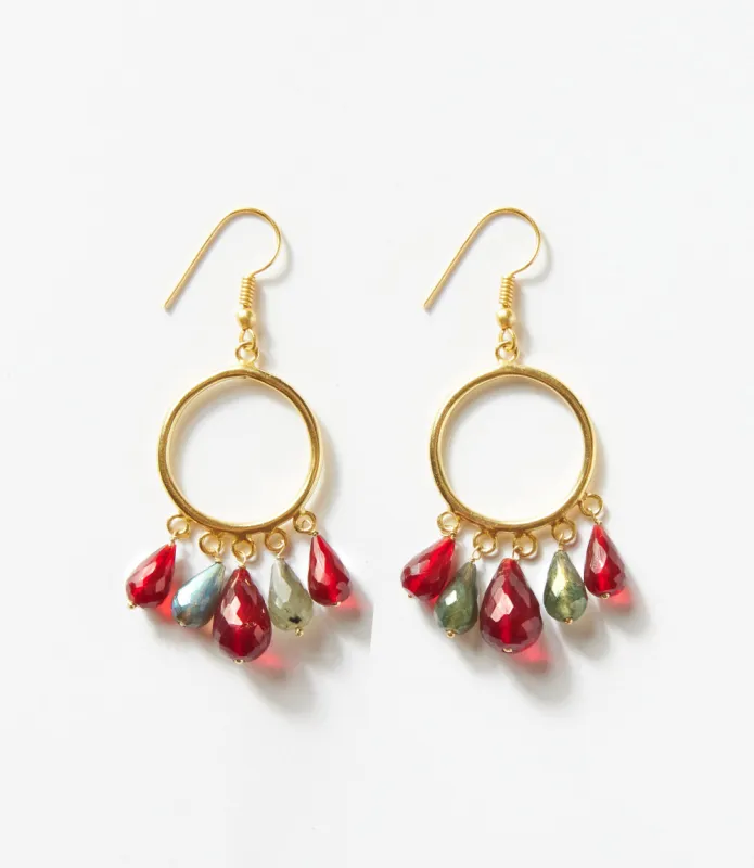 Dangling Gemstone Hoop Earrings made by Karen Kane