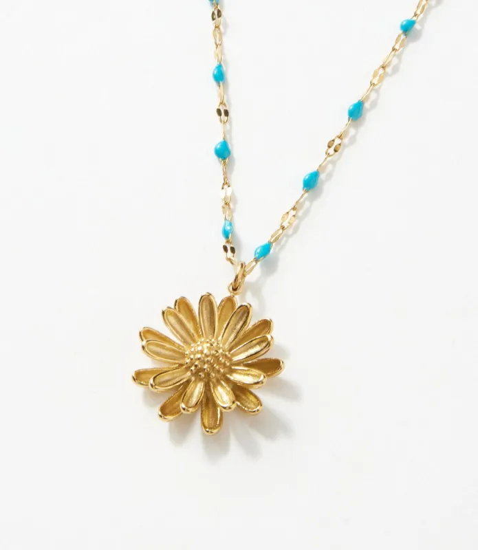 Beaded Sunflower Necklace sold by Karen Kane