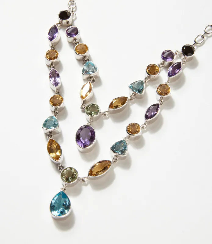 Multi Gemstone Double Strand Necklace made by Karen Kane