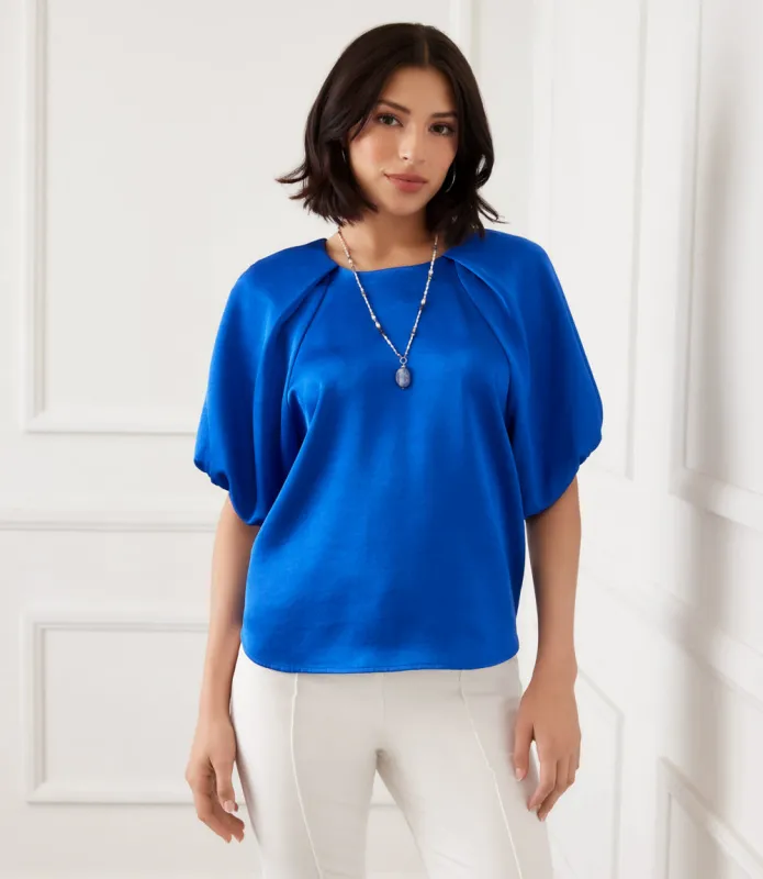 Puff Sleeve Satin Top sold by Karen Kane
