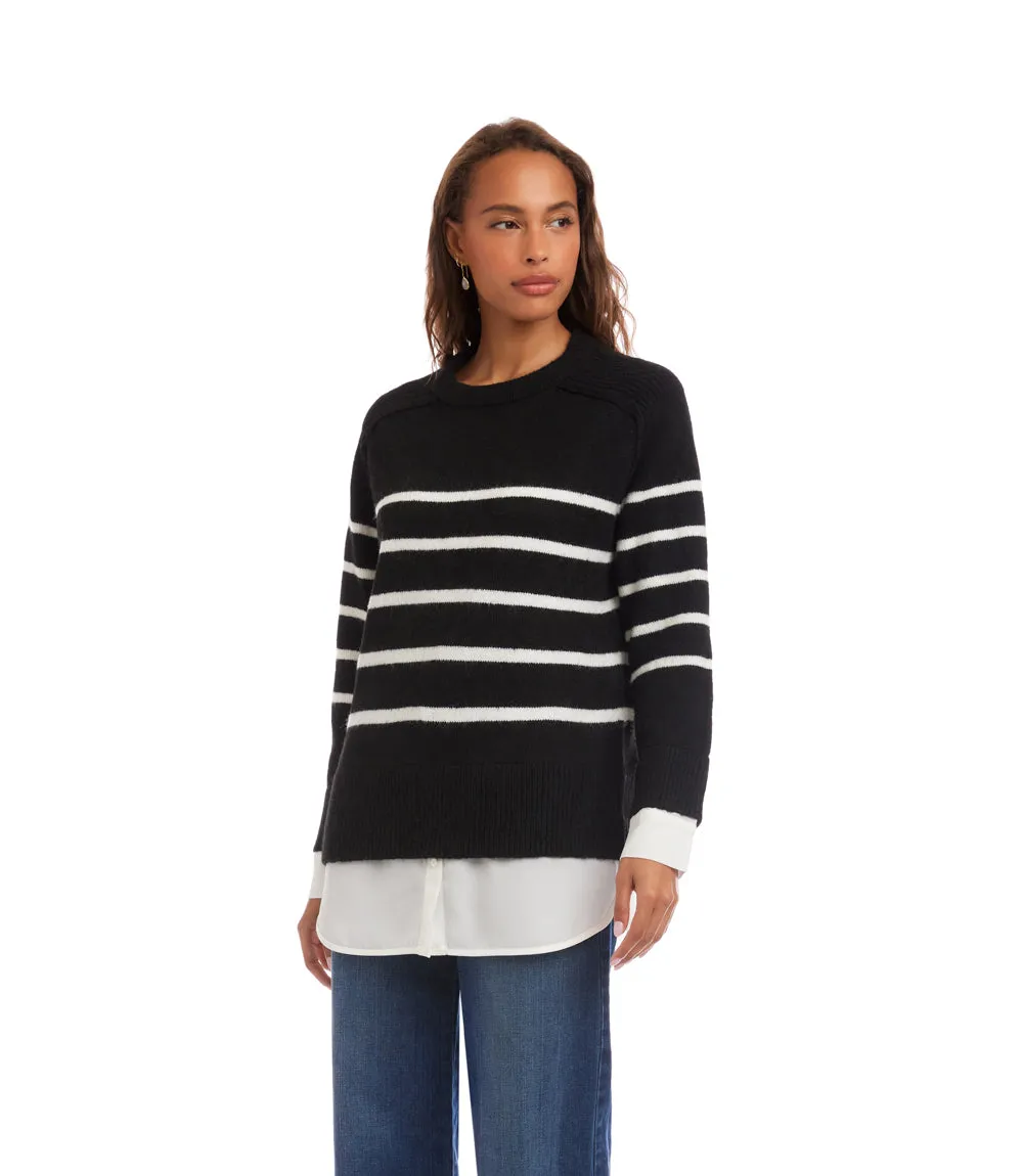 Layered Stripe Crewneck Sweater sold by Karen Kane product image thumbnail 3