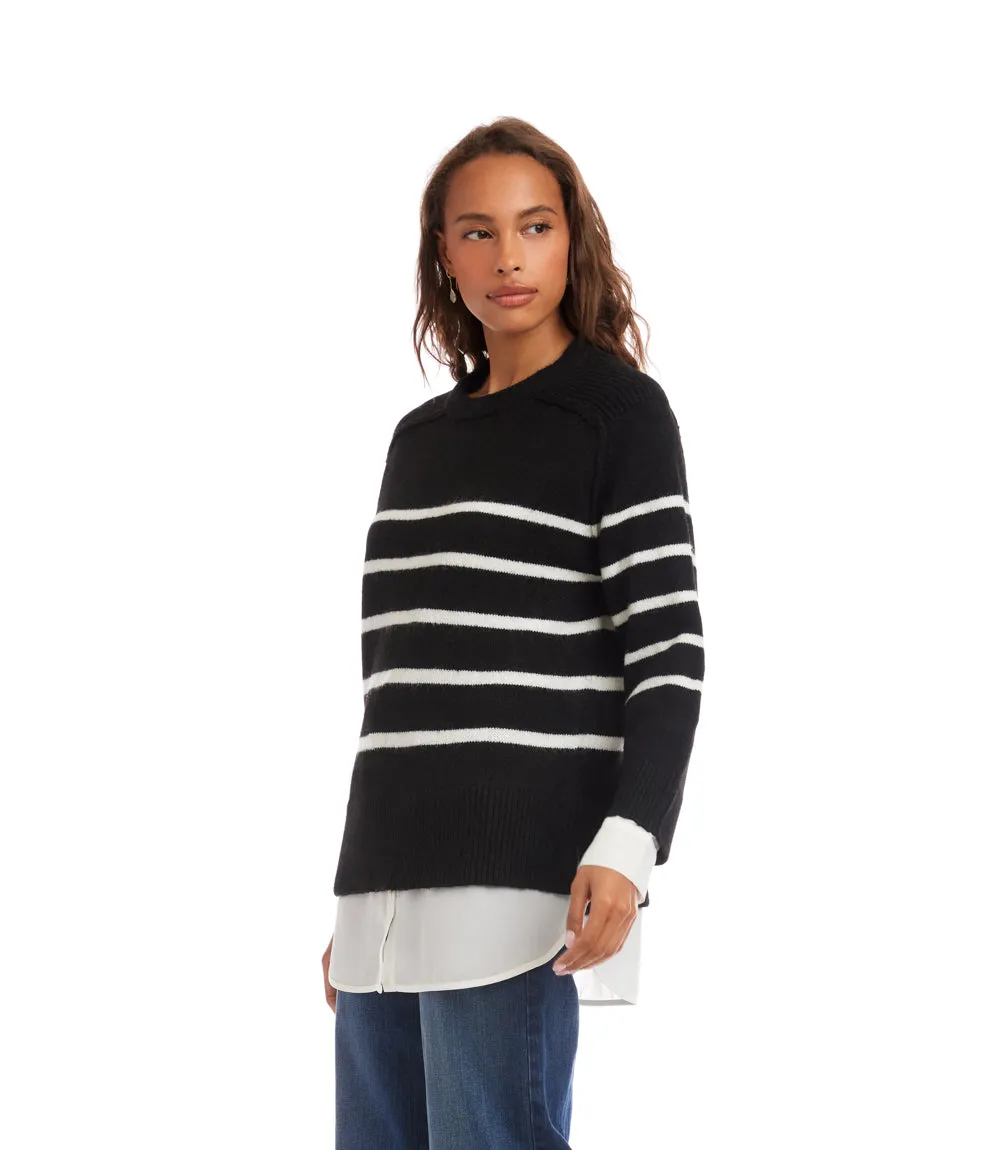 Layered Stripe Crewneck Sweater sold by Karen Kane product image thumbnail 4