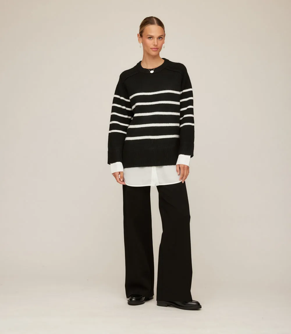 Layered Stripe Crewneck Sweater sold by Karen Kane
