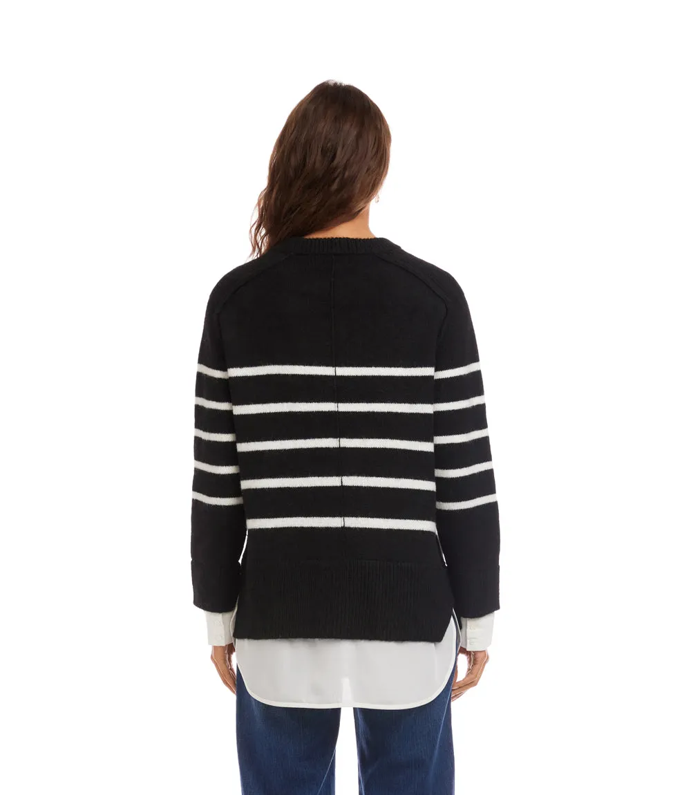 Layered Stripe Crewneck Sweater sold by Karen Kane product image thumbnail 5