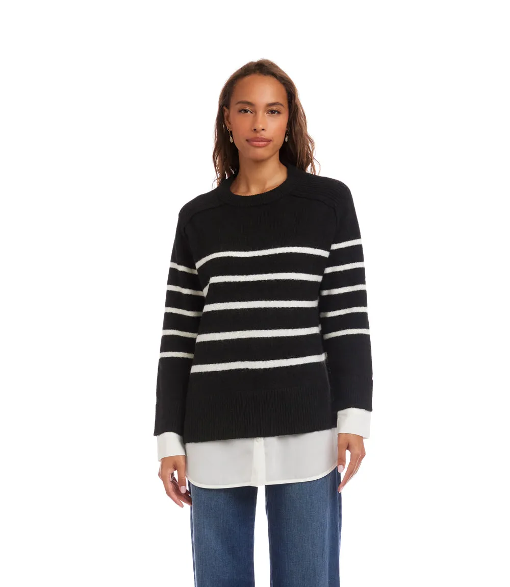 Layered Stripe Crewneck Sweater sold by Karen Kane product image thumbnail 2