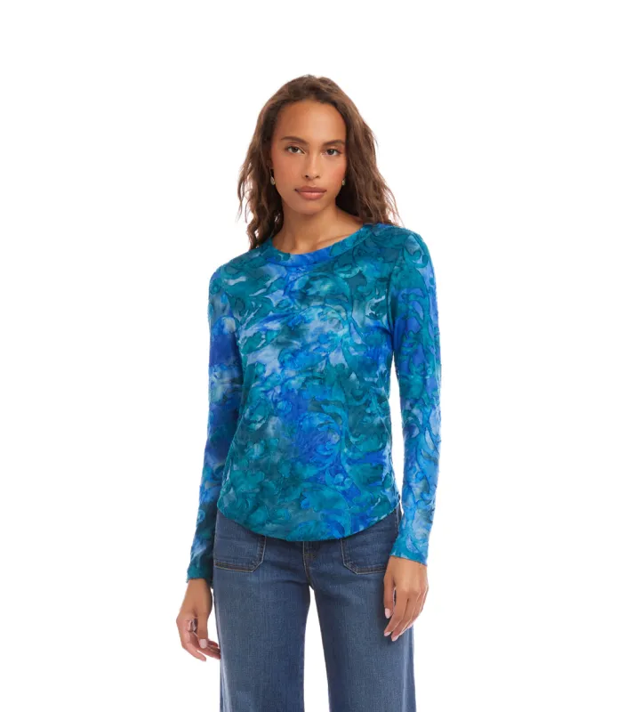 Long Sleeve Burnout Top sold by Karen Kane